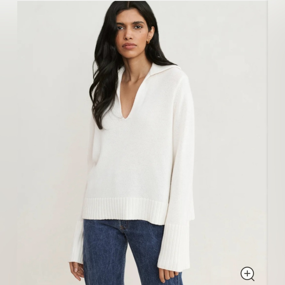 Jenni Kayne NWOT cashmere frances polo. Size Medium. Ivory